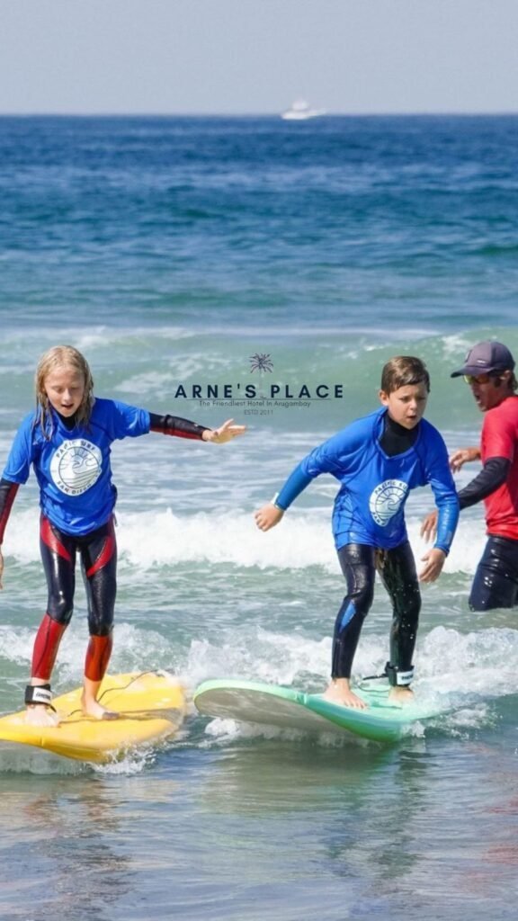 Kids surfing
